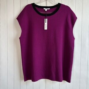 Chicos Travelers size 4 /XXL sleeveless sweater shell purple black neck NEW